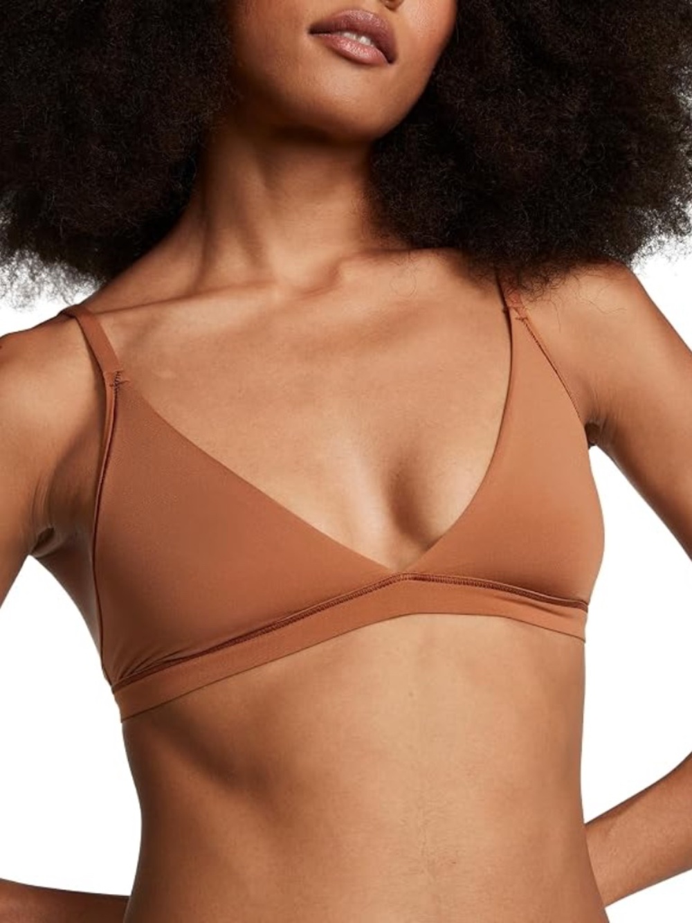 Victoria's Secret PINK Triangle Bralette Lightweight Non Padded Brown Bra Large